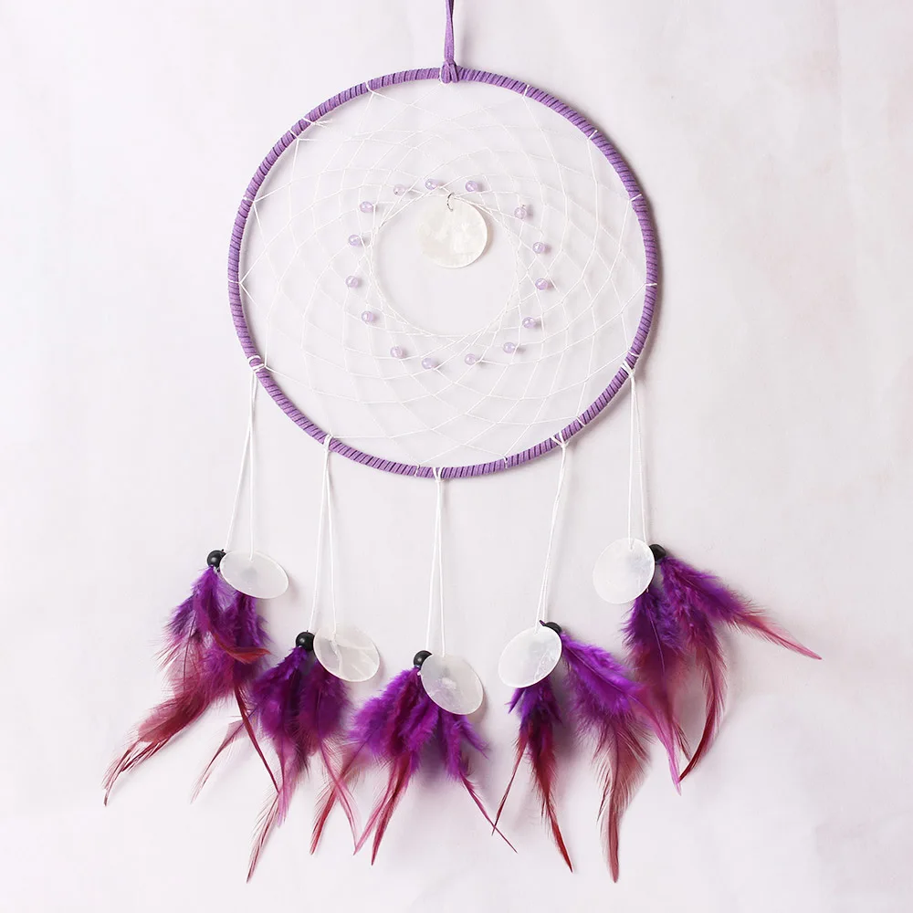 

Beautiful dream catcher hand-woven dreamcatcher purple feathers big circle for home wall decorations christmas is hanged adorn