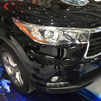 

For Toyota Highlander 2014 2015 ABS Chrome Front Lamp Cover Headlight Trim Shells Auto Hoods Assemby Accessories