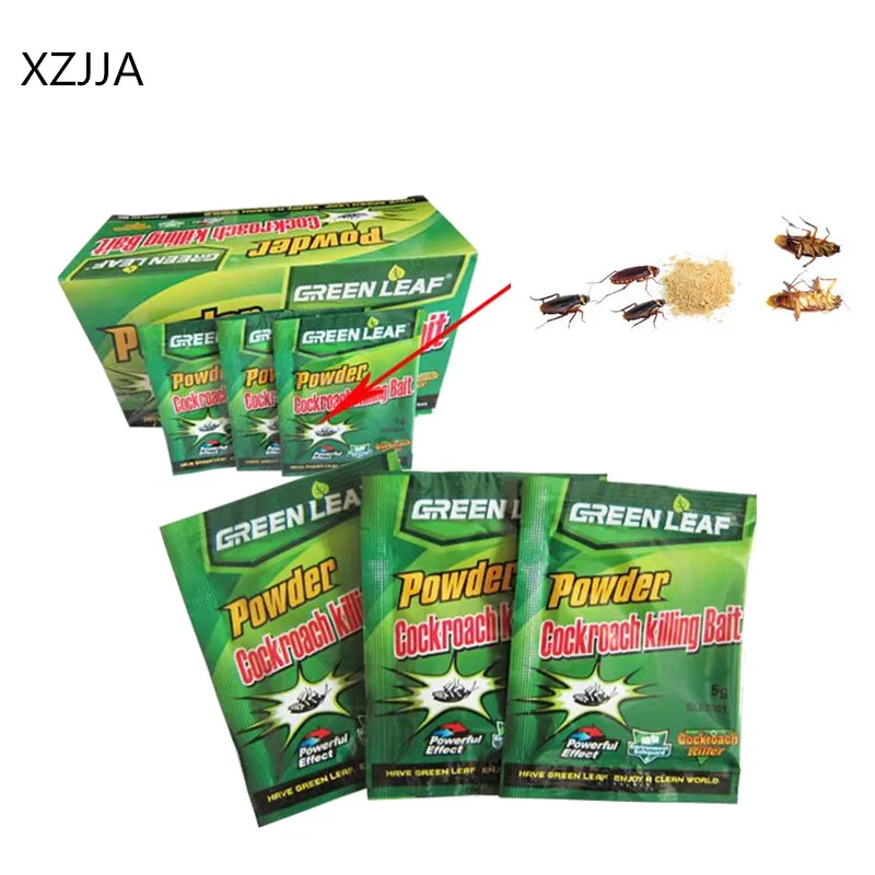 4 упаковки, Зеленый лист, эффективная приманка для уничтожения тараканов, порошок, отпугиватель тараканов, средство для борьбы с насекомыми, против вредителей