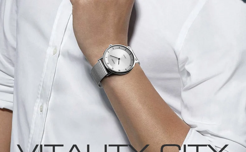 ultra fino aço inoxidável relógio masculino esporte