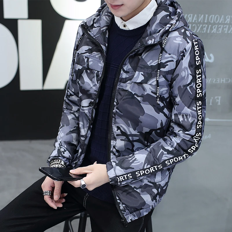 Plus size M XXL 2016 Style Men s Cotton padded Jacket Casual Camouflage Hooded Collar Parka