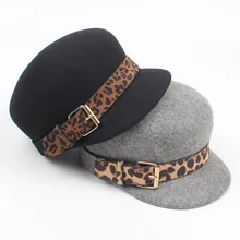 01810-ju-2018100048 Зимняя мода Леопардовый пояс украшения шерстяные Козырьки Шляпы восьмиугольная шапка мужская женская теплая шапка