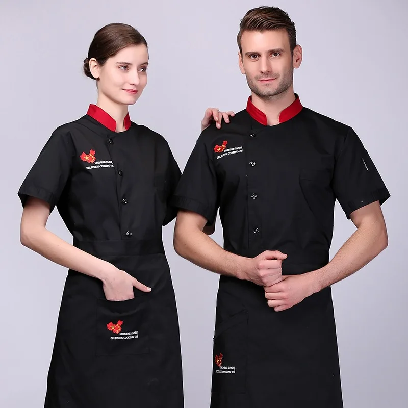 

Chef Jacket Summer Short Sleeve Food Service Breathable Single-breasted Chef Uniform Hotel Restaurant Cafe Kitchen Tooling Tops