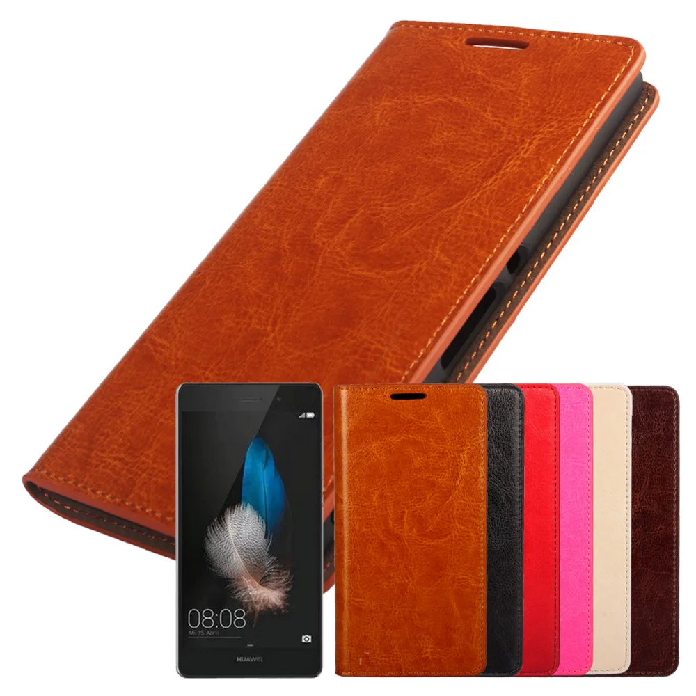 

P8 Lite Coque Huawei P8 lite Genuine Real Flip Leather Case Protective Cover Fundas Brown Black Capa Cases Etui Accessory Bags