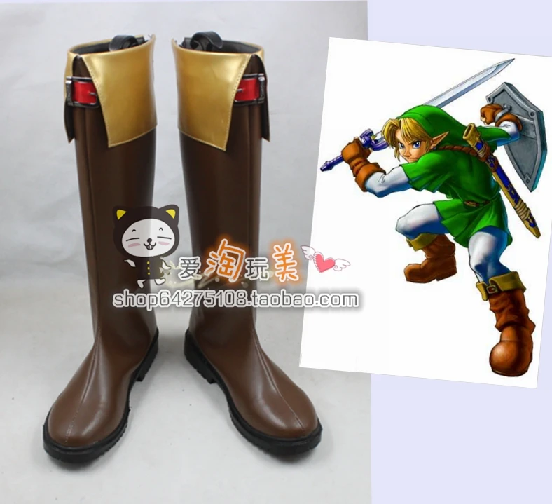 The Legend of Zelda Link pu leather ver cos Cosplay Shoes Boots shoe