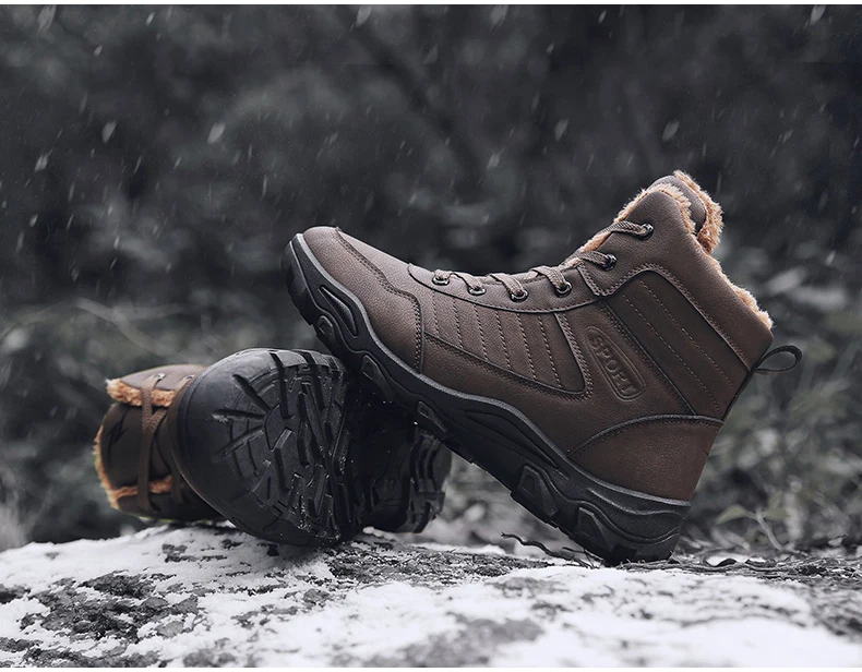 Men's Ankle Boot Casual Mens Boots Winter Warm Men Snow Boot With Fur Black Motorcycle Winter Boots Men Waterproof Plus Size 11 (11)