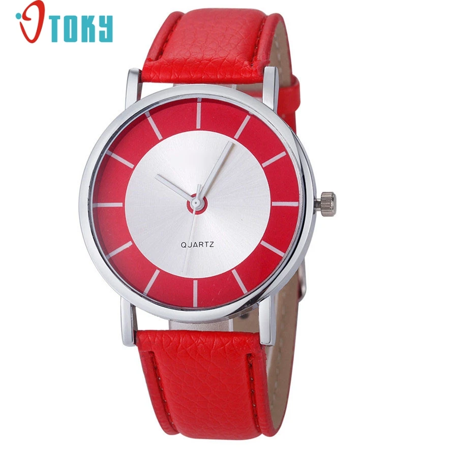 

OTOKY Willby Women Fashion Retro Red Dial Leather Analog Quartz Wrist Watch Watches 161213 Drop Shipping