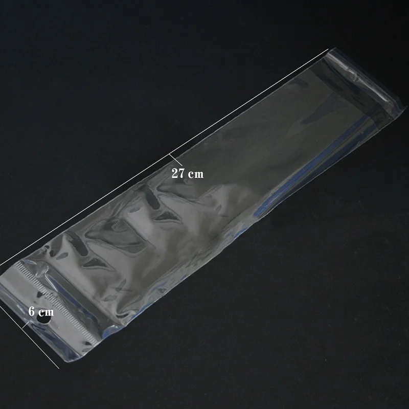 6x27cm 100 шт прозрачный самоклеящийся пластиковый пакет для хранения OPP полиэтиленовый пакет с отверстием для подвешивания Розничная упаковка мешок - Цвет: 6x27cm