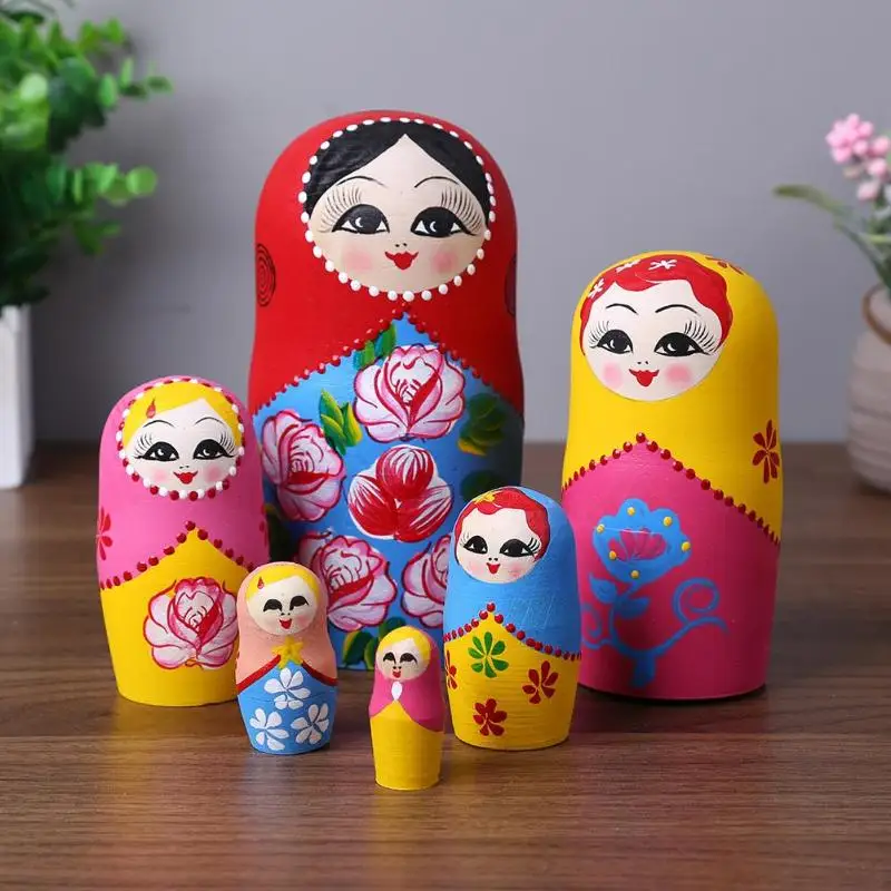 Russian doll Matryoshka Montessori Toys Rainbow Color Eco Toy Wooden Kids Nesting Doll