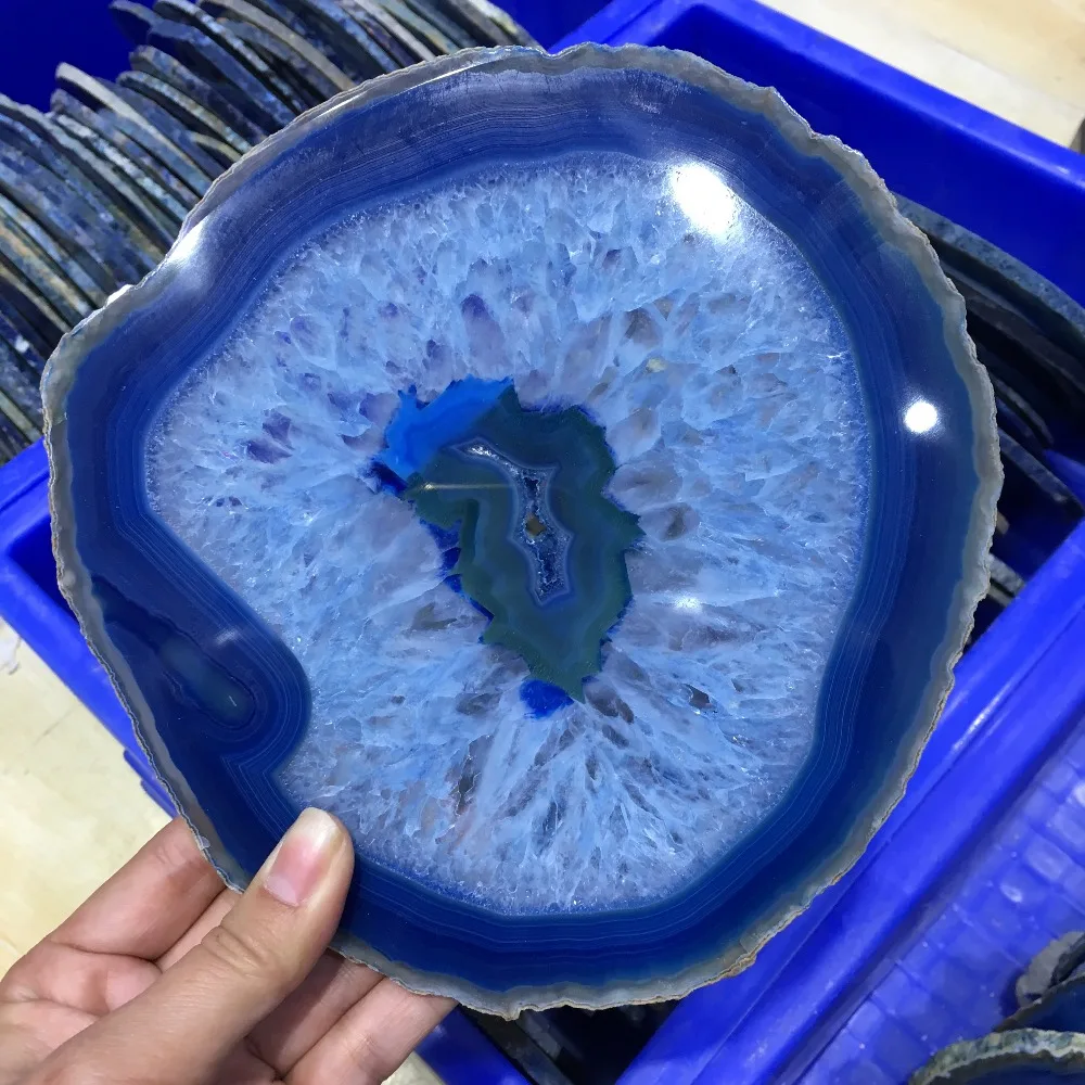 150 мм большой синий Агат срез жеоды полированный Кристалл кварц