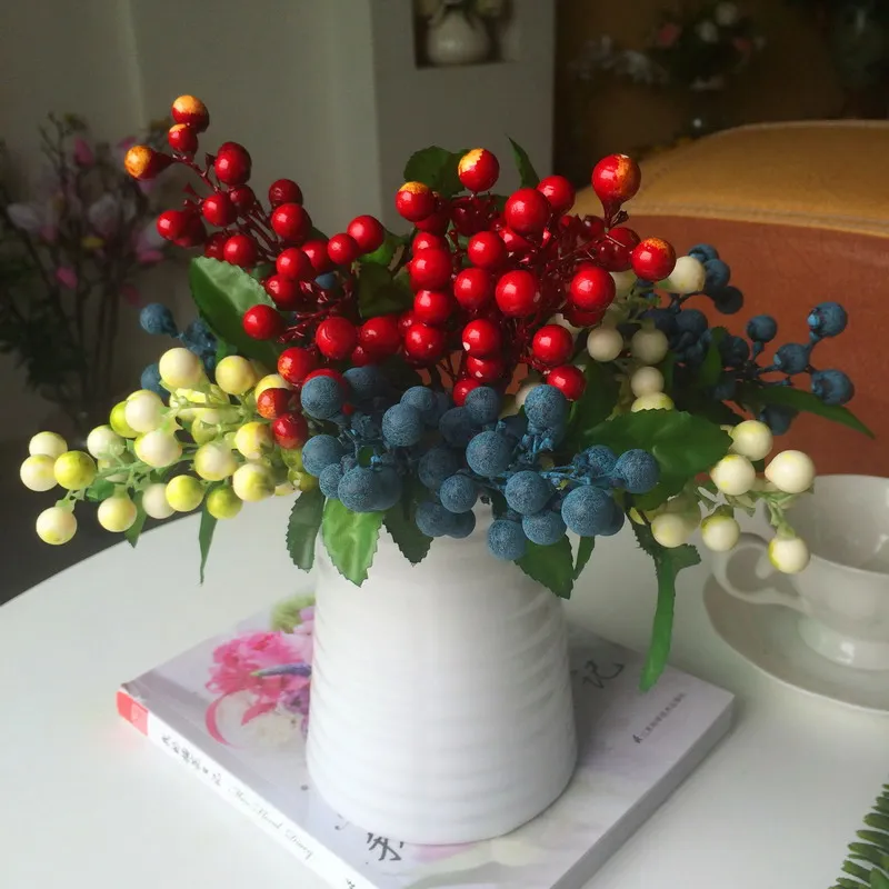 1 PC Decorative Blueberry Fruit Berry Artificial Flower Silk Flowers