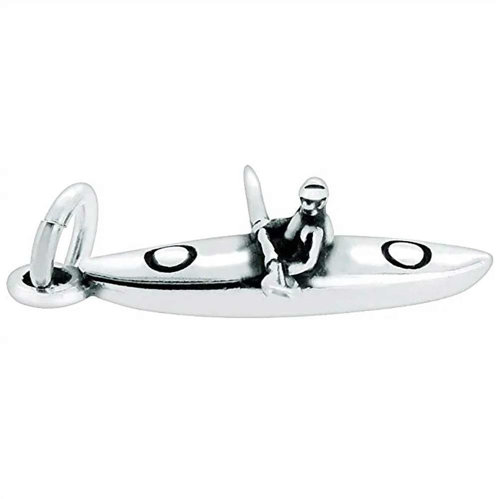 

Antique Silver Metal Alloy 3D kayak Charm rowboat boating rowing Kayaker Pendant for jewelry making