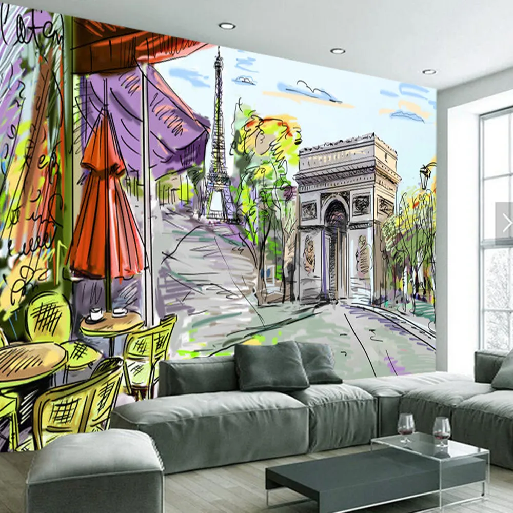 Париж уличный пейзаж 3d Обои фреска papel де parede, гостиная диван ТВ стены Детская спальня обои для стен