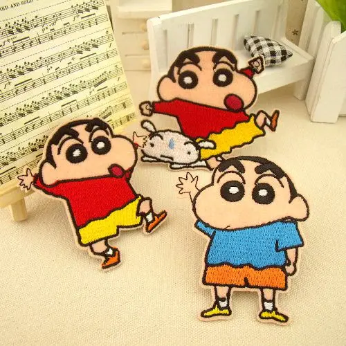 

3 Pcs Large butterfly Cartoon characters Crayon Shin-chan ClothesIron On Jacket Patch Crest Children Cartoon Patches