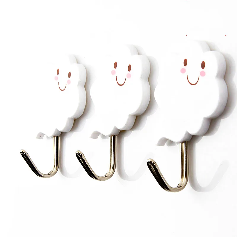 

Three Piece Strong Adhesive Sticky Hooks Free Nailed Toilet Wall Hanger Kitchen Wall Hooks for Hanging Small Gargets