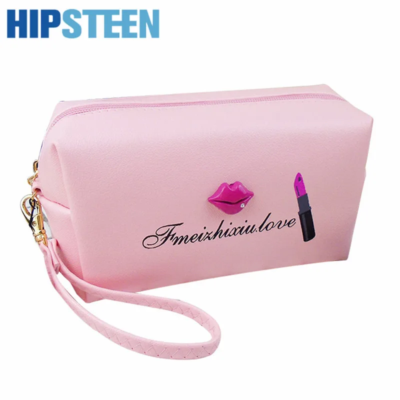 

HIPSTEEN Fashion Lip Fashion Pattern Cosmetic Bag Durable Travel Organizer Bag Portable Bag Retro Style Makeup Case Pouch Hot