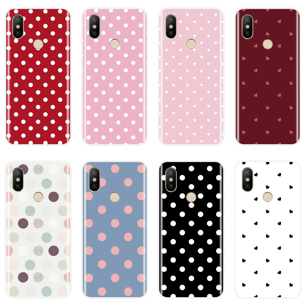 

Back Cover For Xiaomi Mi A1 A2 Lite 8 SE Mi5 Mi6 Mi8 Polka Dot Heart Soft Phone Case Silicone For Xiaomi Mi 5 5C 5S 5X 6 6X Plus