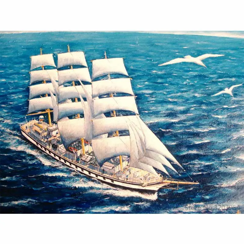 CHUNXIA в рамке DIY живопись по номерам морской пейзаж корабль Акриловая картина современного искусства домашний декор для гостиной 40x50 см RA3171 - Цвет: RA3398