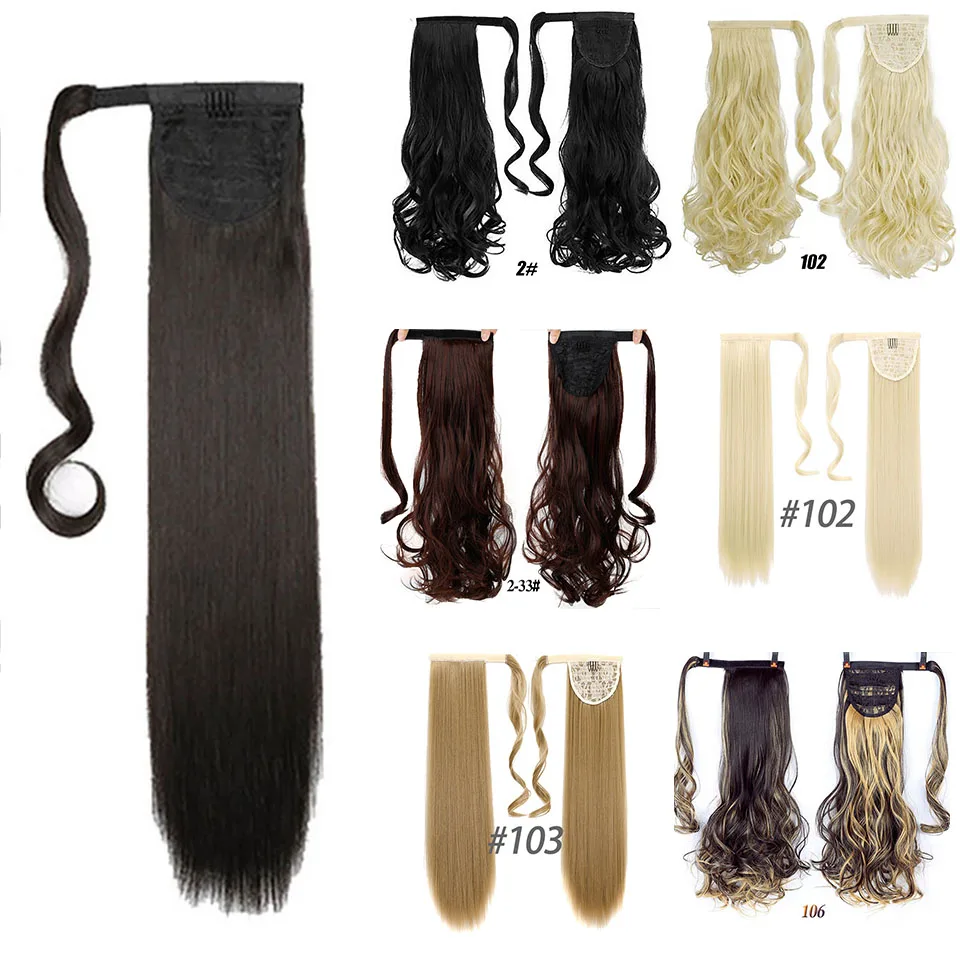 

WTB straight/Curly Long Ponytail Hair Extensions Women Girls Fashion Wrap Around Clip In wig Synthetic ponytail wig hairpin
