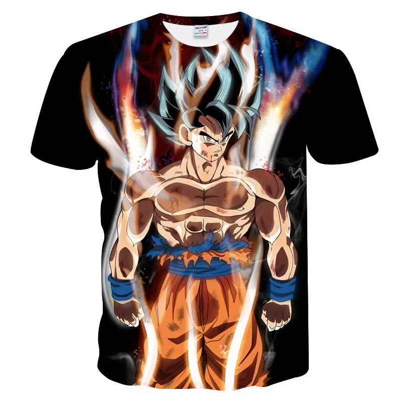 Мужские летние футболки Dragon Ball Z с 3D принтом Супер Saiyan Son Goku черная футболка Zamasu