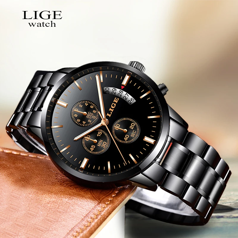 

LIGE Relogio Masculino Men Watches Luxury Famous Top Brand Men's Fashion Casual Dress Watch Military Quartz Wristwatches Saat