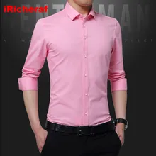 IRicheraf, не гладильная Мужская одежда, рубашки, формальные, деловые, мужские, белые, розовые, рубашки, повседневные, приталенные, высокое качество, плюс размер M-5XL