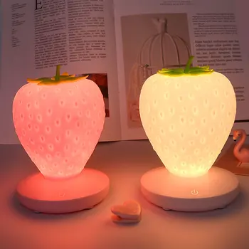 

Creative Strawberry Shape LED Table Lamp USB Charging Dimmable Led Night Light Children Gift Bedroom Bedside Decoration Home MYC
