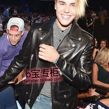 S-3XL новая мужская куртка Justinbieber уличный стиль на молнии мотоциклетная кожаная куртка пальто крутая певица платье костюмы одежда