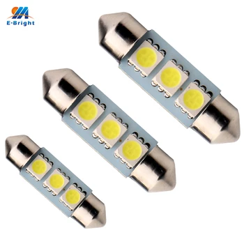 

YM E-Bright C5W 100pcs/lot White 5050 3 SMD 36mm/39mm/41mm Festoon Dome LED Light Bulbs 12V Auto Car Indicator 3 LED Bulbs