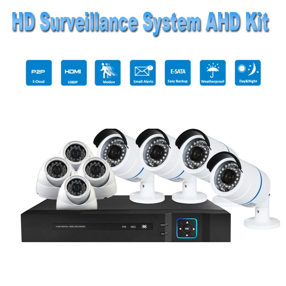 PUAroom 8CH AHD surveillance camera RoHS FCC CE approved H.264 onvif