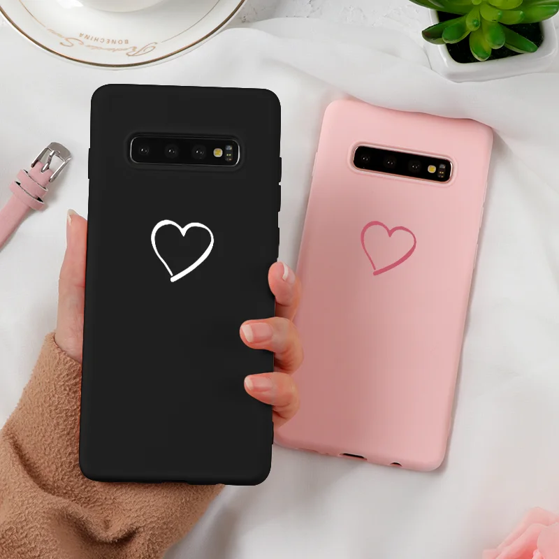 

Pink Love Heart Silicone Case For Samsung A7 A9 2018 Case A70 A50 S7 Edge S8 S9 S10 Plus J4 J6 A6 TPU Cover For Samsung Note 8 9