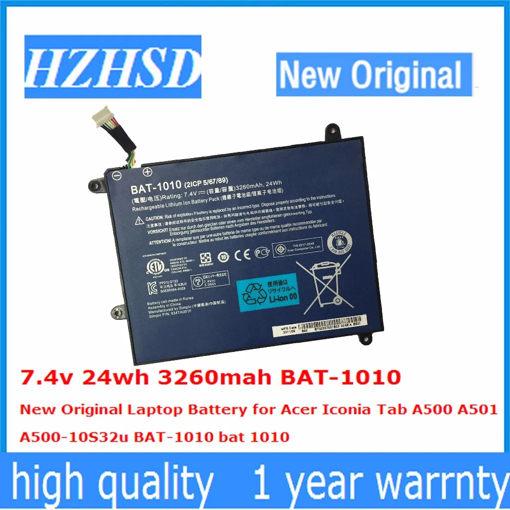 7.4v 24wh 3260mah BAT-1010 New Original Laptop Battery for Acer Iconia Tab A500 A501 A500-10S32u BAT-1010 bat 1010