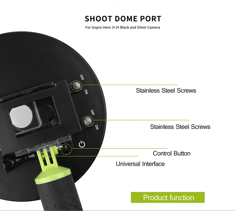 SHOOT 6 дюймов подводный купол порт для GoPro Hero 4 3 + камера с Go Pro Чехол держатель для камеры купол для Gopro Hero 4 аксессуар