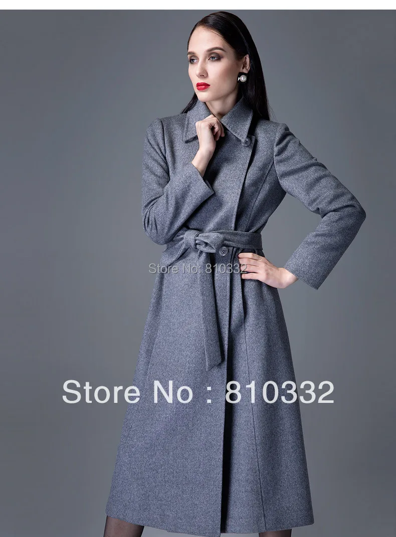 Элегантный женщин благородный высокая- класс европейский и американский стиль с длинным рукавом v-образным вырезом лацканы шерсть кашемир дамы с длинными теплое пальто