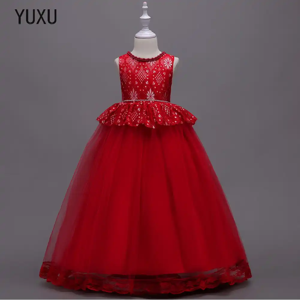 New beading Long Lace Ball Gown Flower Girls Dresses Simple