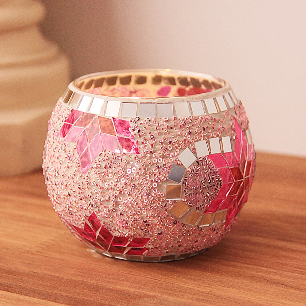 Европейский мозаика резные Стекло подсвечник Tealight для свечи Фонари центральным