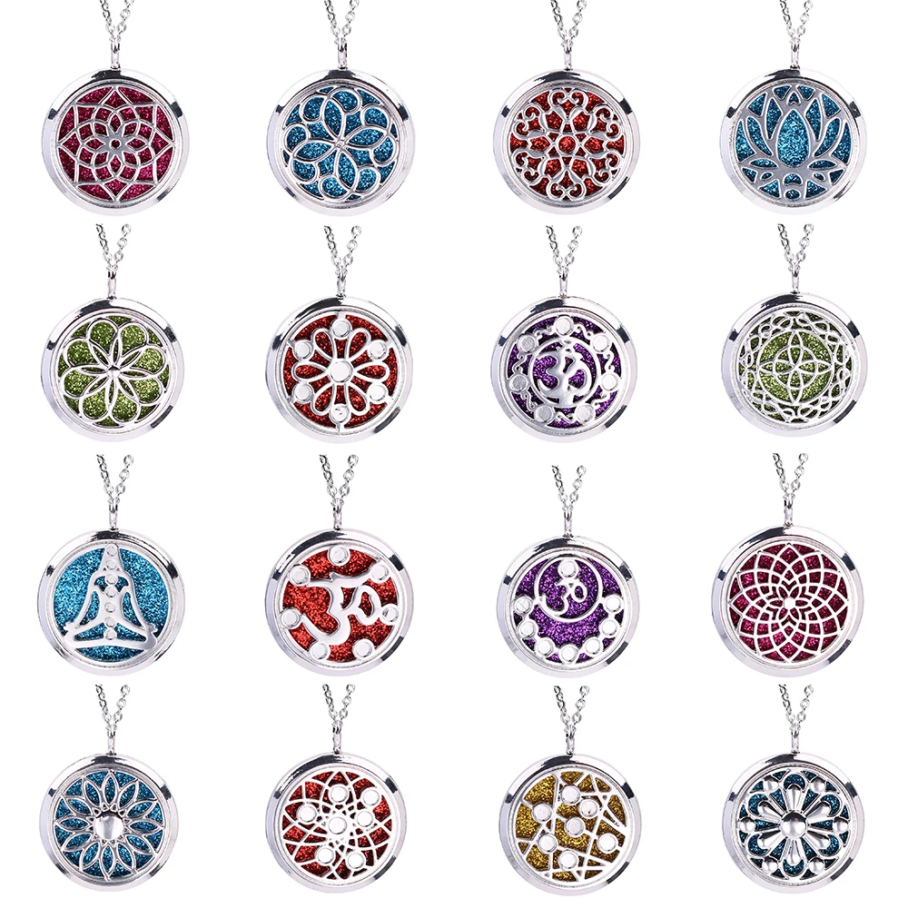 

1pc Magnetic Flower Of Life Buddhism Chakra Yoga Om Mandala Pendant Jewelry Aroma Perfume Essential Oil Diffuser Locket Necklace