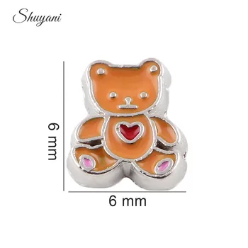 

F407 Newest Alloy Metal Cute Enamel Heart Bear Floating Locket Charms for Openable Glass Locket 20pcs/lot