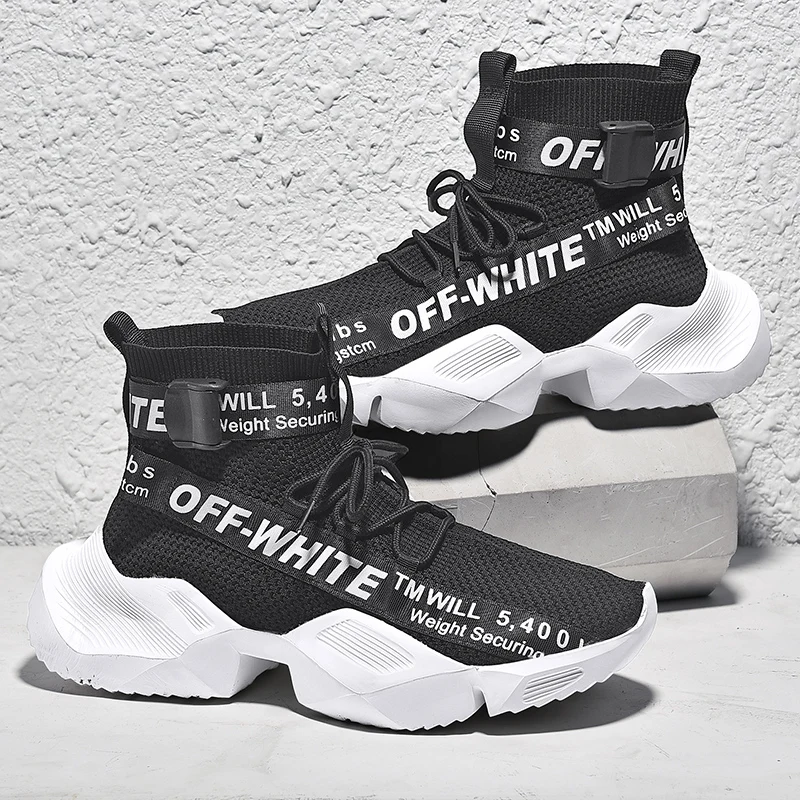 

Trend Sneakers For Men Thick Sole Casual Shoes High Top Trainers Men Lace-Up Sock Shoes Superstar Hip Hop shoes Hommes Trekking