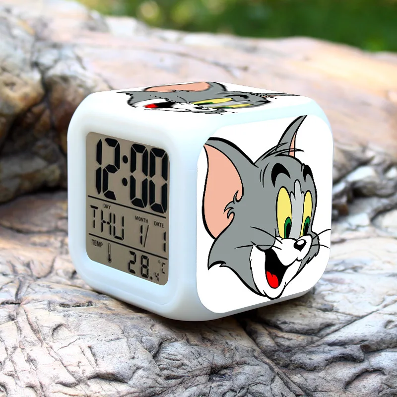 Alarm Clock Creative Fashion Classic Cartoon Tom And Jerry Seventh Student Style Led Colorful