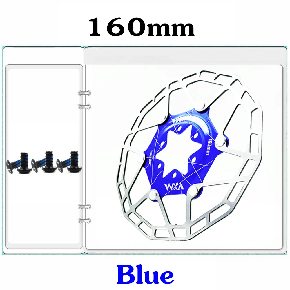 VXM 1 шт. MTB дорожный велосипед дисковый тормозной охлаждающий плавающий ротор 160 мм 6 болтов ротор MTB дисковые Тормозные колодки для MTB велосипеда Сверхлегкий - Цвет: Синий