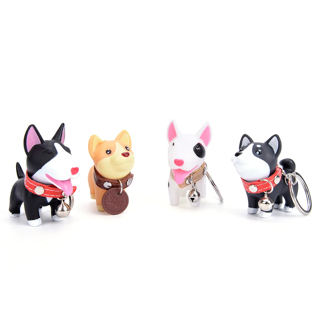 1Pc Dog Animal Versatile Rubber Keyrings Cartoon Keychain For Women Girls Car Bag Chain Creative Design