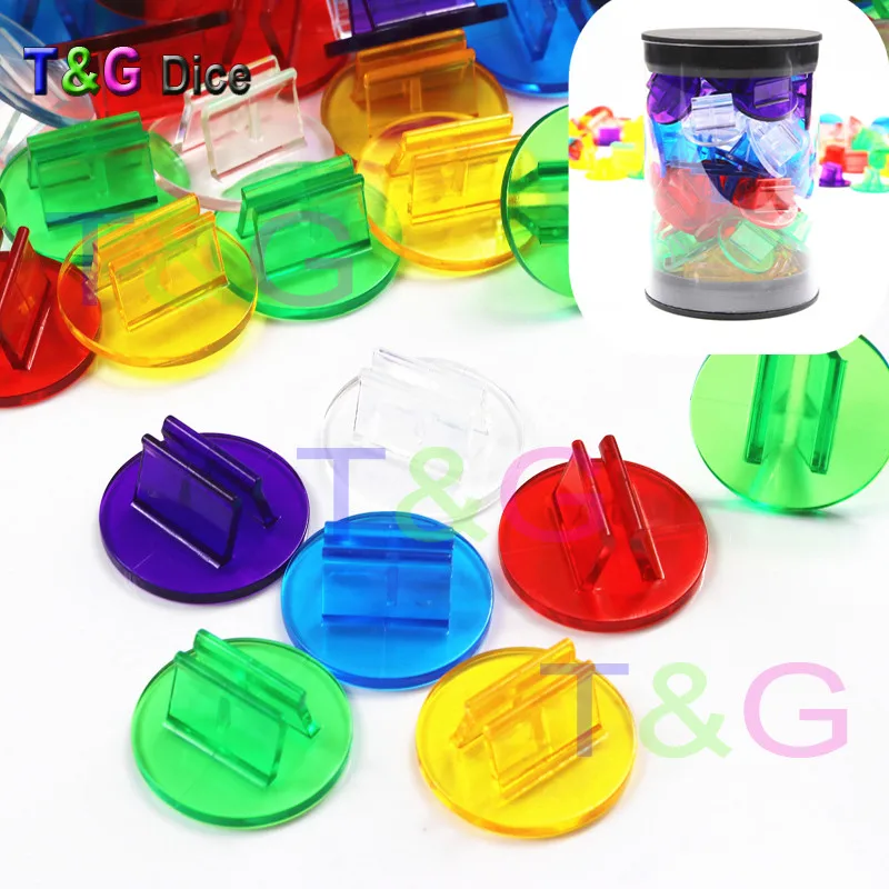 

T&G Colorful 50 Pieces Rich Color Plastic Board Game Fixed Props for 2mm Paper Cards Stand Unique Multi Transparent