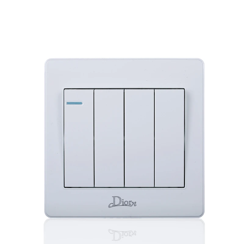 Uk Standard 4 Gang 1 Way Light Switch And 10a Wall Switch With 86 86 Mm Electric Switch