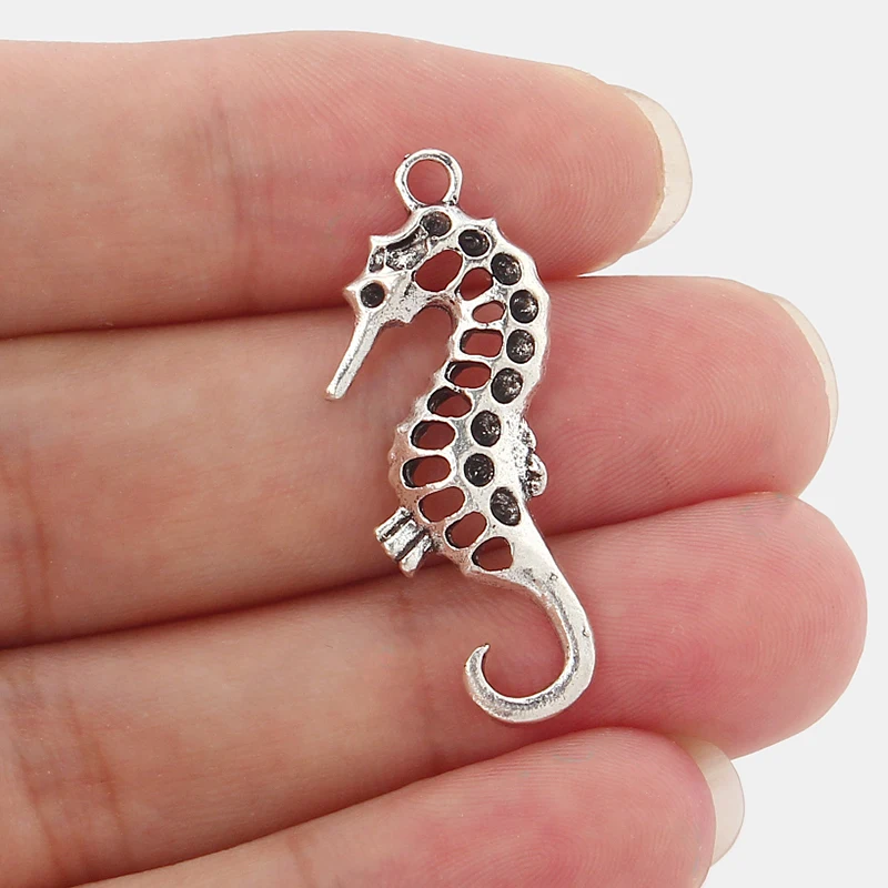 20PCS Alloy Hollow Seahorse Hippo Campus Charms Pendants for Necklace Bracelet Making Jewelry Finding 35x15mm | Украшения и
