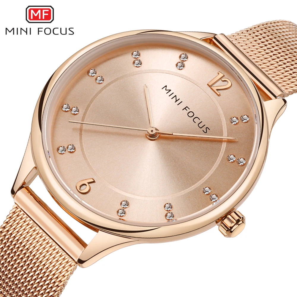 MINIFOCUS Luxury Ladys Watch for Woman Fashion Casual Women Watches Rose Gold Women's Wristwatches Relogio Feminino Montre Femme