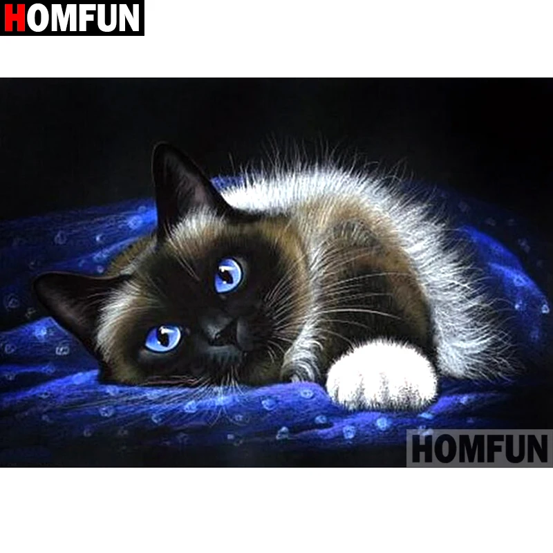 

HOMFUN Full Square/Round Drill 5D DIY Diamond Painting "Animal cat" 3D Diamond Embroidery Cross Stitch Home Decor A18786