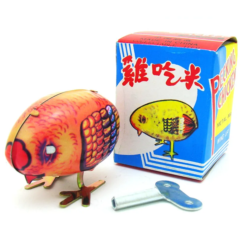 New Arrival Classic Wind Up Children Chick Tin Toy Clockwork Spring Pecking Chick Vintage Style