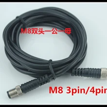 Высокое качество m8 двухсторонний разъем прямой 3 pin 4 pin штекер Женский 2 м ПВХ кабель штекер