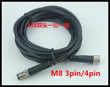 

high quality m8 double side connector straight 3 pin 4 pin male to female 2m pvc cable male to male plug
